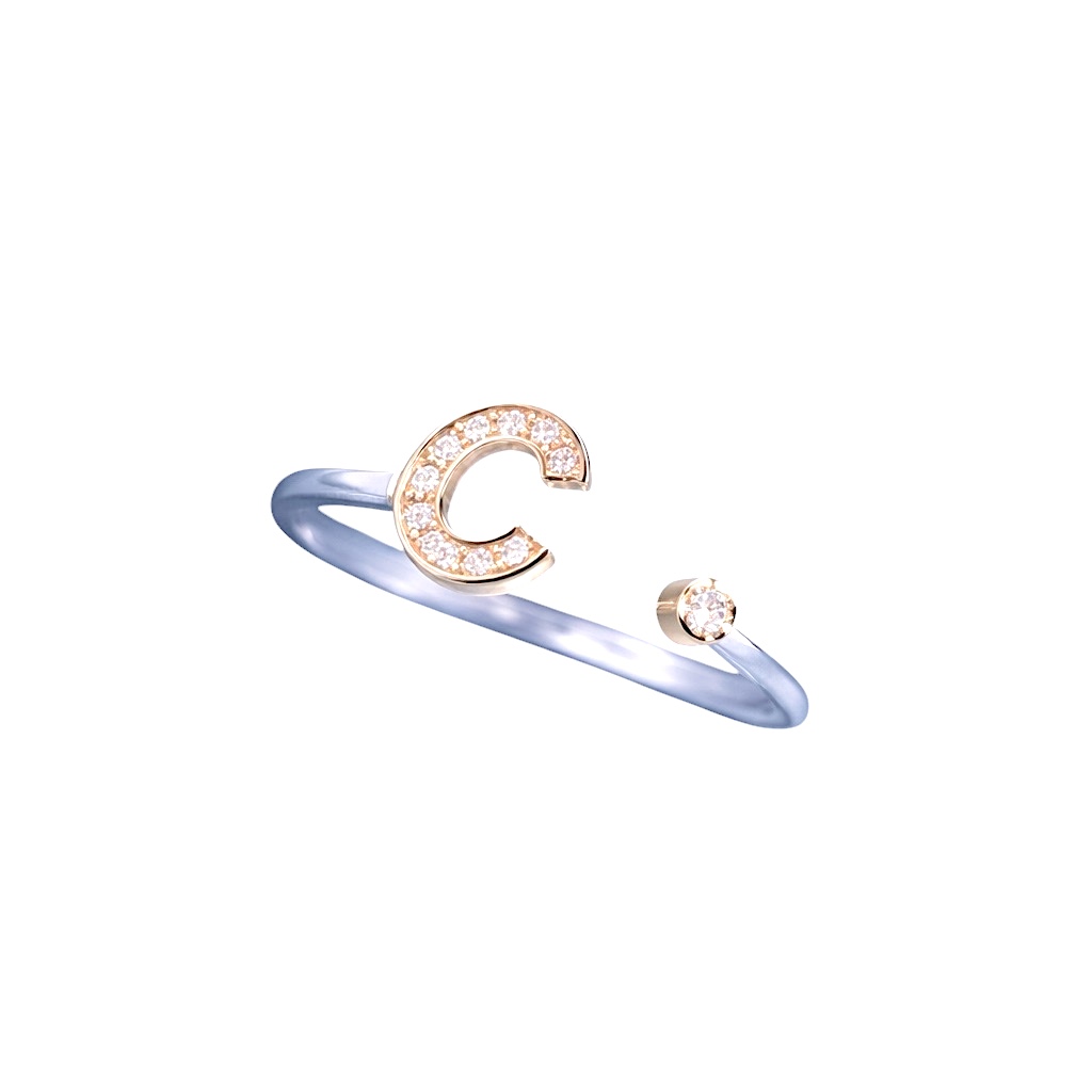Anello iniziale C oro e diamanti art. ANP-C