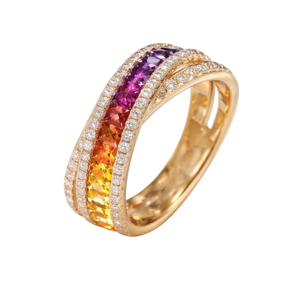 Anello Rainbow zaffiri e diamanti art. R03989RB11