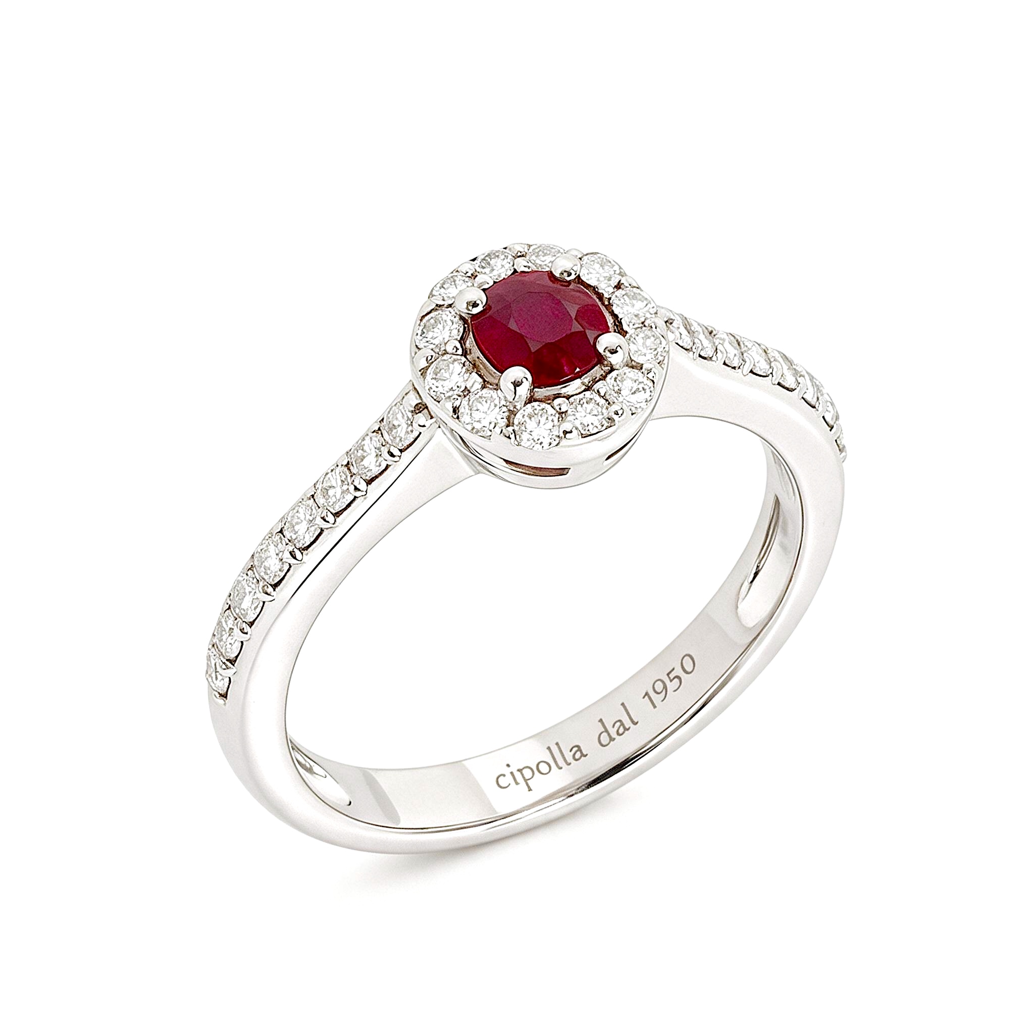 White gold ruby diamond ring 750 % Art.AN752
