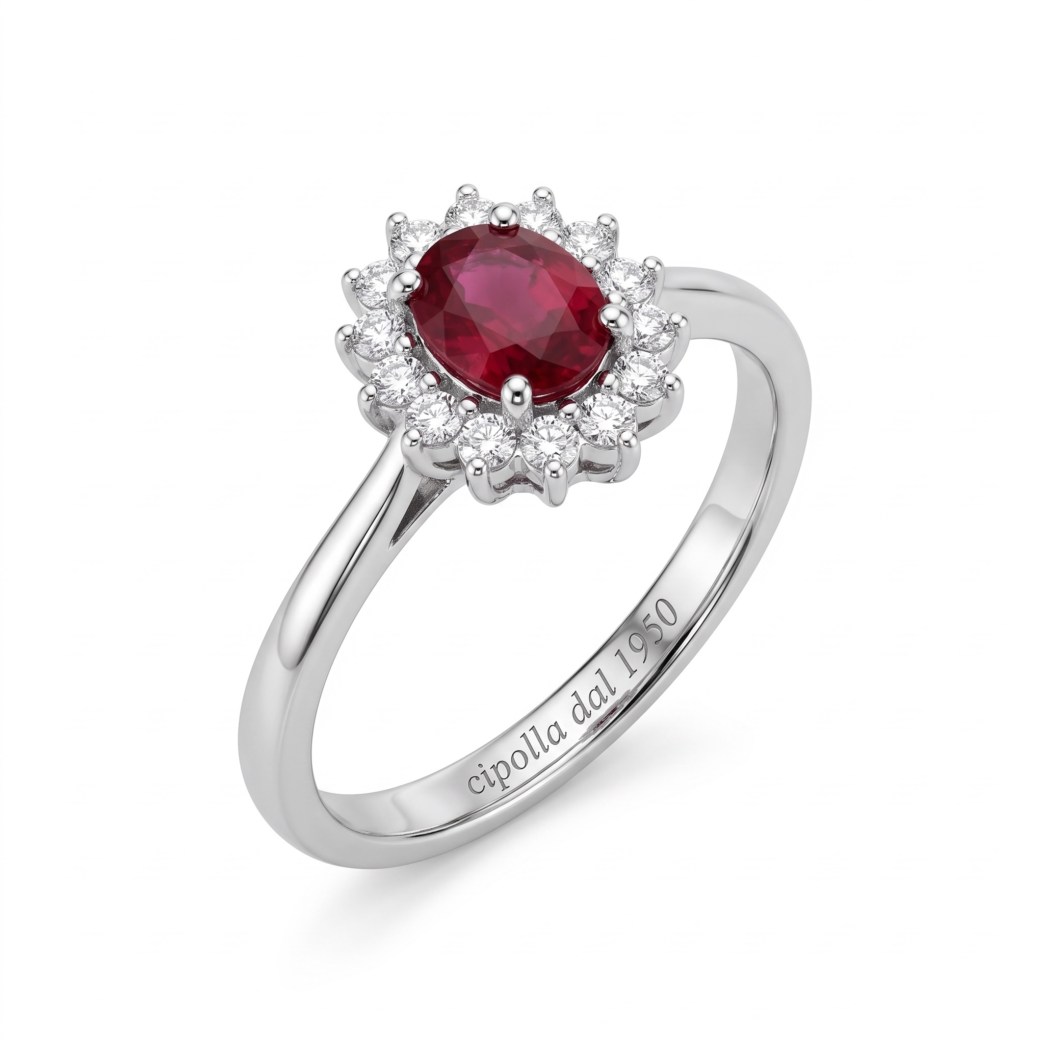 White gold ruby diamond ring 750 % Art.AN2178
