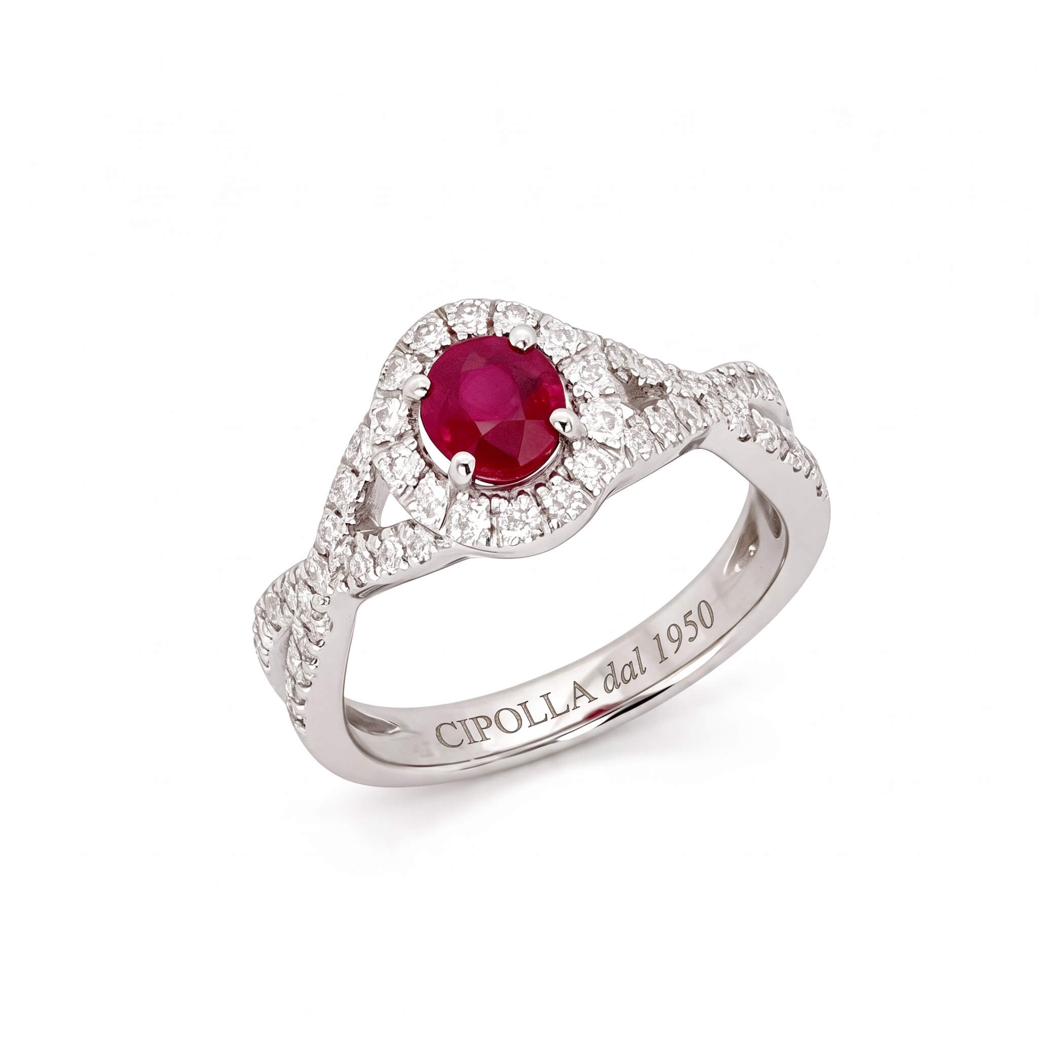 750% RUBY AND DIAMONDS GOLD RING ART. AN1048