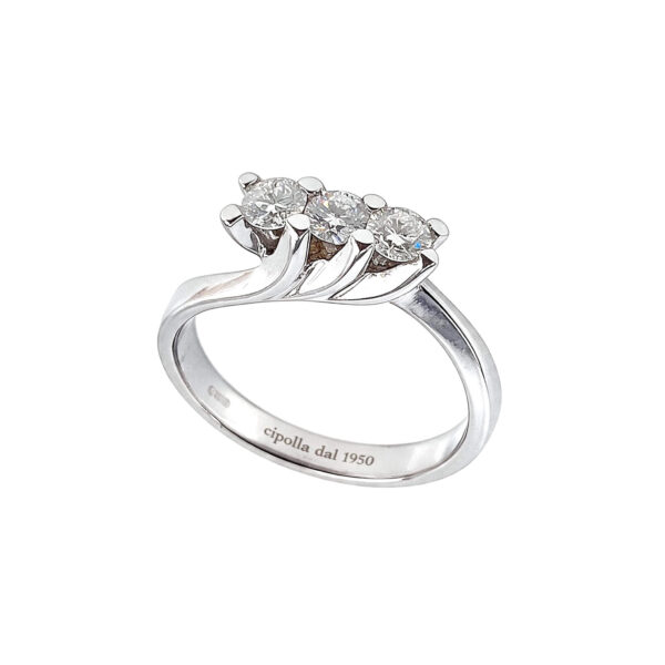 anello trilogy diamanti oro 18kt cipolla dal 1950 gioiellieri palermo gioielleria palermo Anello trilogy oro e diamanti SGUARDI Art. AN2839