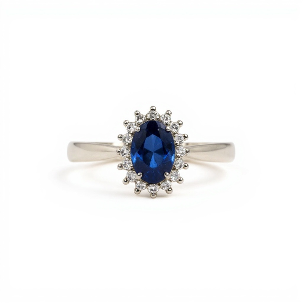Sapphire diamond ring white gold 750% BON TON art. AN2855