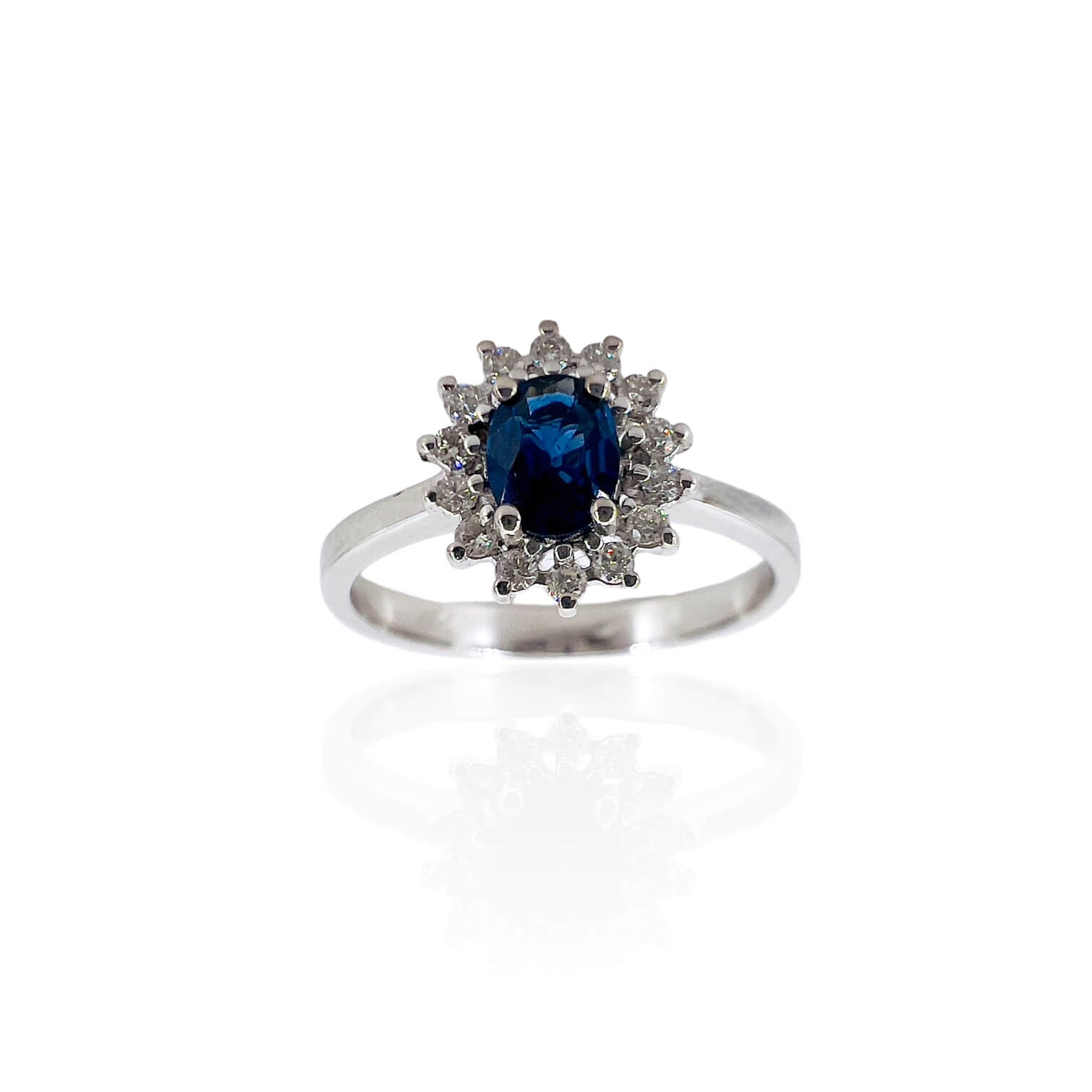 Anello con zaffiro e diamanti  oro bianco BON TON art. AN2187