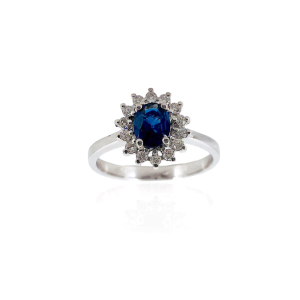 Anello con zaffiro e diamanti  oro bianco BON TON art. AN2187-1