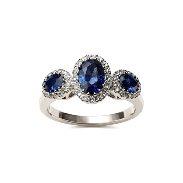 Anello trilogy zaffiri diamanti in oro bianco BELLE EPOQUE  ART. RF02689BS-01