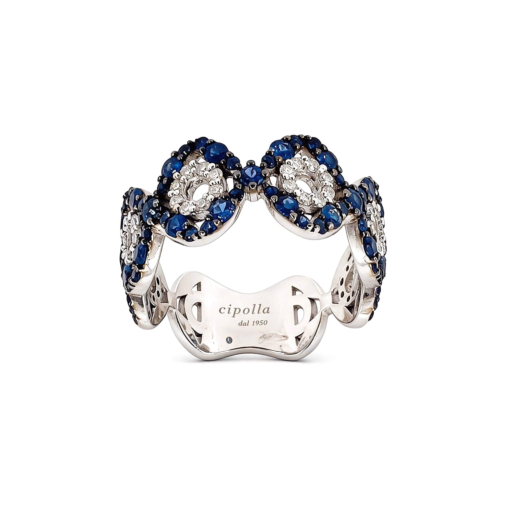 Anello fascia zaffiri diamanti e oro GEMME art. AN2633