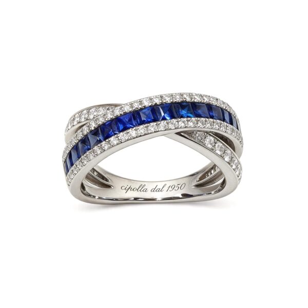 Anello zaffiri blue oro e diamanti Art. 0033WB04