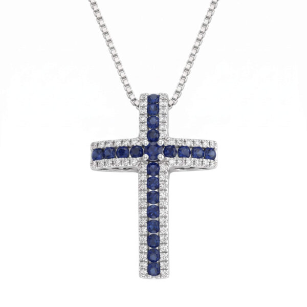 croce pendente zaffiri oro diamanti cipolla dal 1950 gioiellieri palermo 2 gioielleria palermo Diamond and Gold Sapphire Cross Pendant Art. GR260