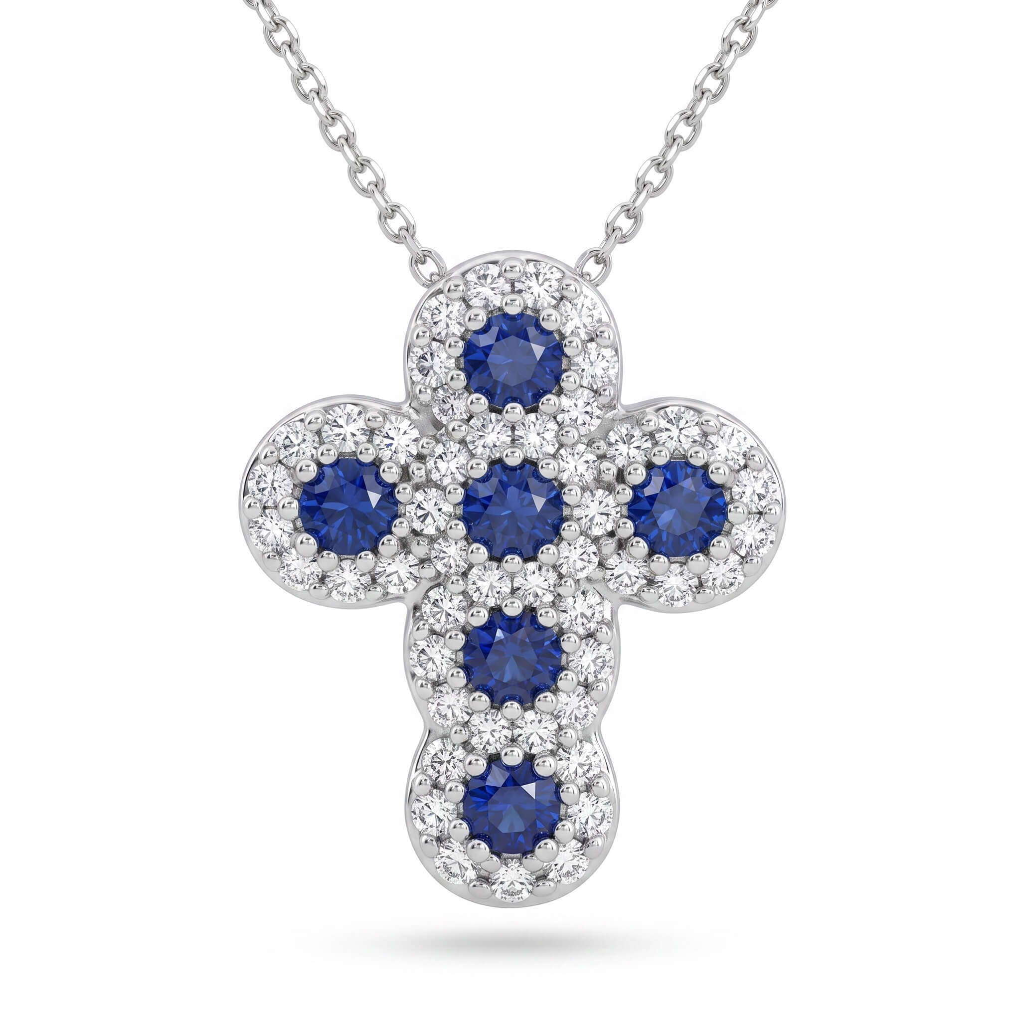 Pendente croce zaffiri diamanti e oro Art. GR466