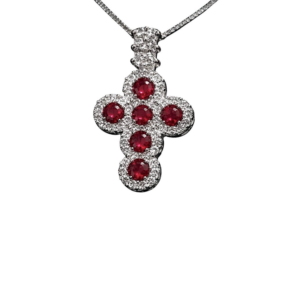 Pendente croce rubini oro diamanti BELLE EPOQUE Art. CR128-1
