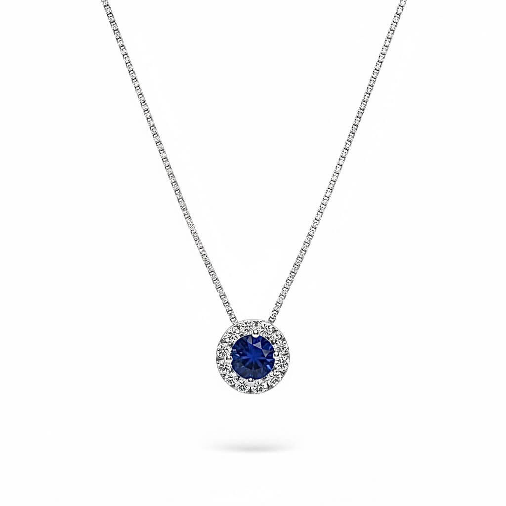 Blue Sapphire Pendant Gold and Diamonds Art. CD253