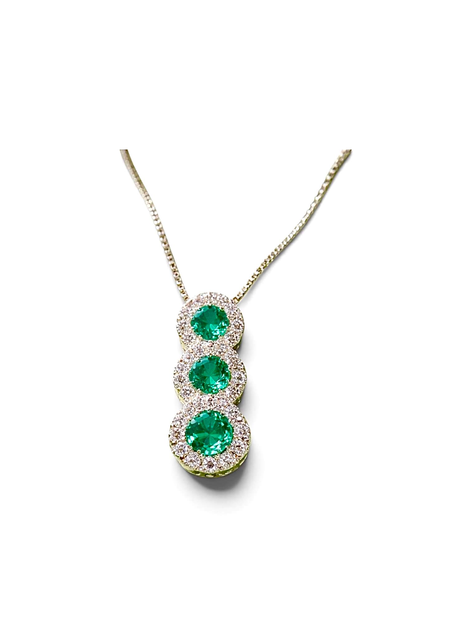 Girocollo smeraldo oro bianco e diamanti BELLE EPOQUE Art. CD392