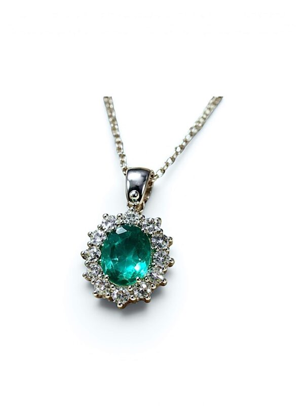 Pendente smeraldo oro bianco e diamanti BON TON ART. CD110