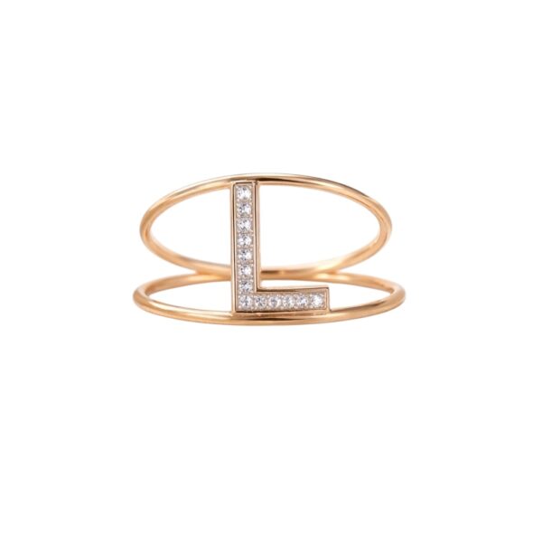 Anello  in oro rosa e bianco lettera L con diamanti Art. AN-L