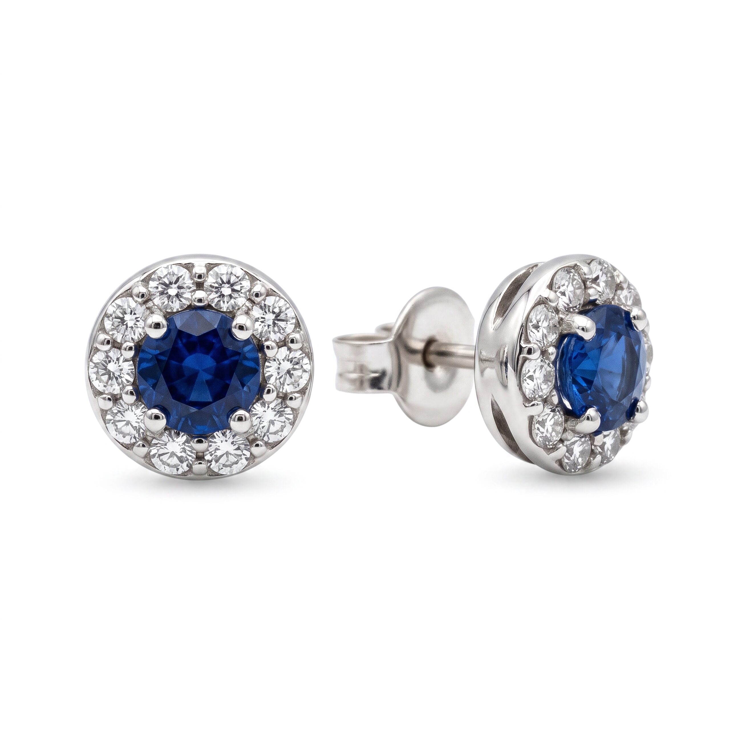 Earrings with sapphires and diamonds white gold 750 % Art.OR535