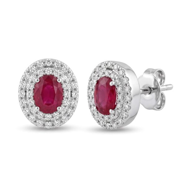 Gold ruby earrings 750% and diamonds Art. 056484