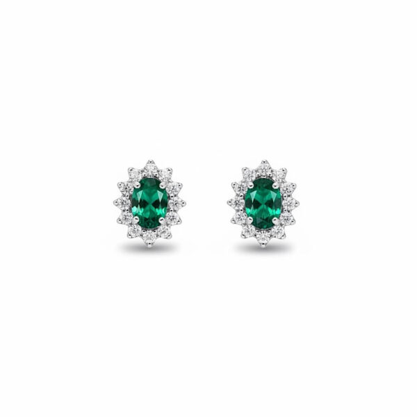 Emerald earrings white gold 750% BON TON Art. OR918