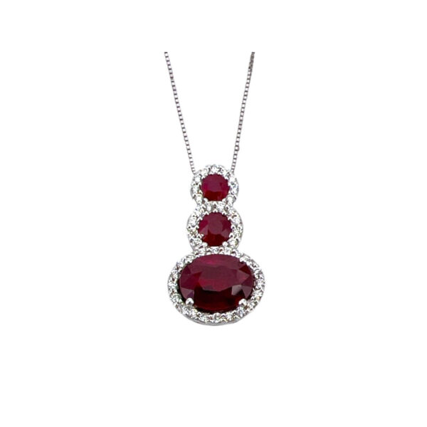 pendente rubino oro diamanti cipolla dal 1950 gioiellieri palermo gioielleria palermo White gold rubies and diamonds pendant BELLE EPOQUE Art. CD272