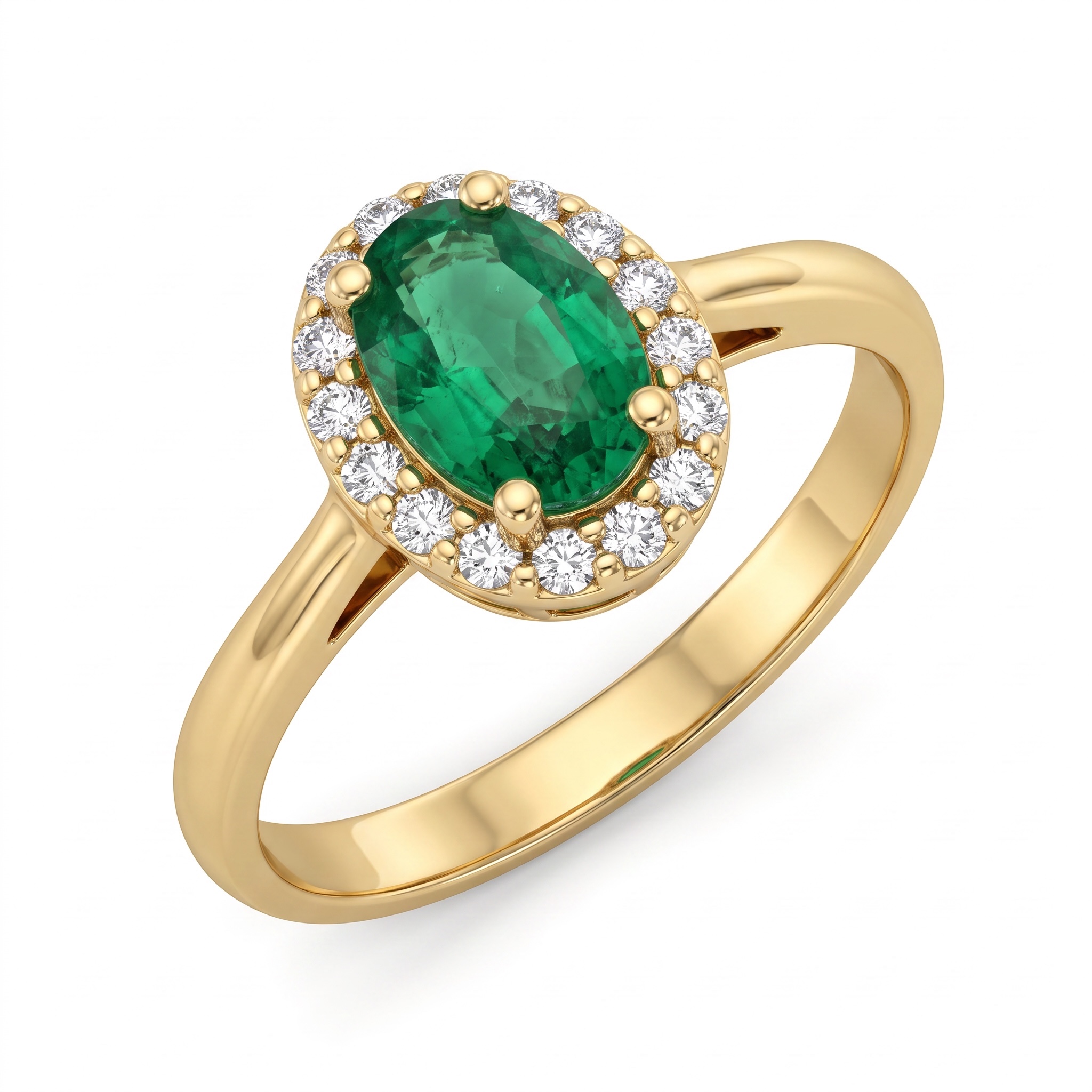 BELLE EPOQUE yellow gold emerald and diamond ring art.AN2802