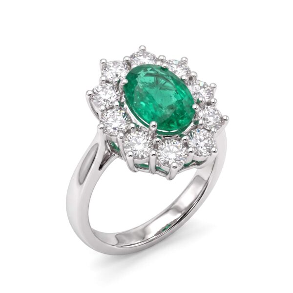 Emerald diamond and gold ring BON TON art. AN2077