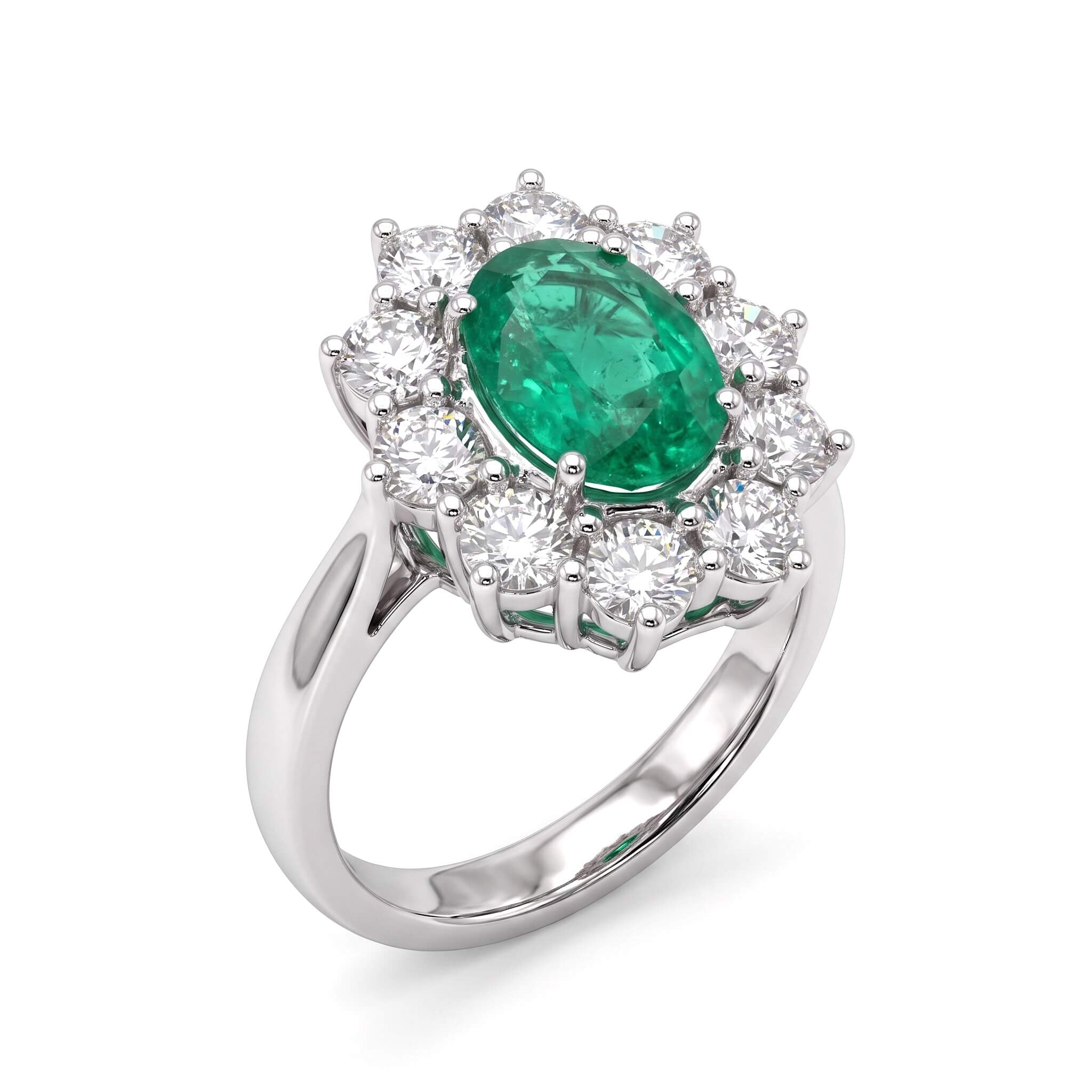 Emerald diamond and gold ring BON TON art. AN2077