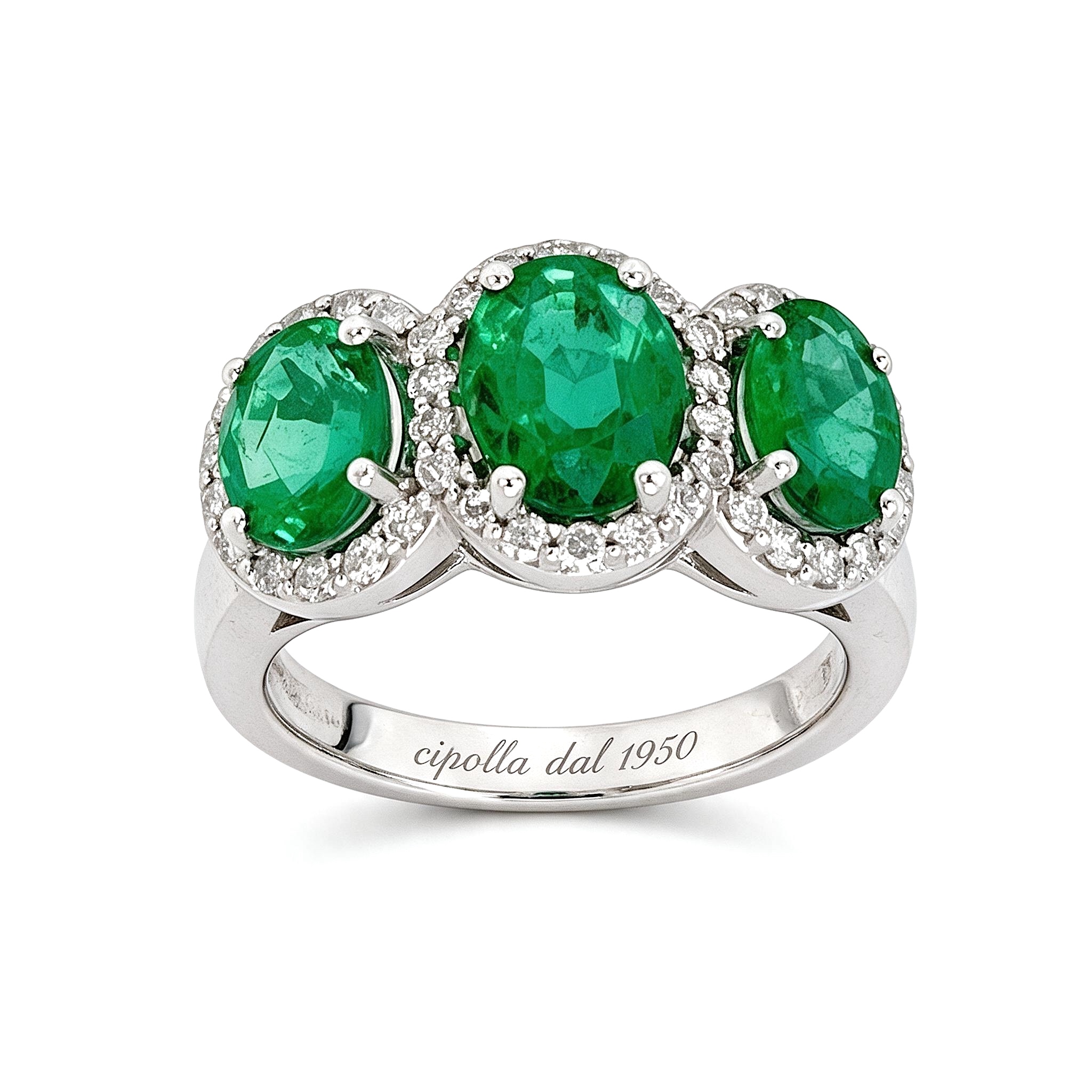 Anello trilogy smeraldo  e diamanti Belle Epoque Art. AN2838
