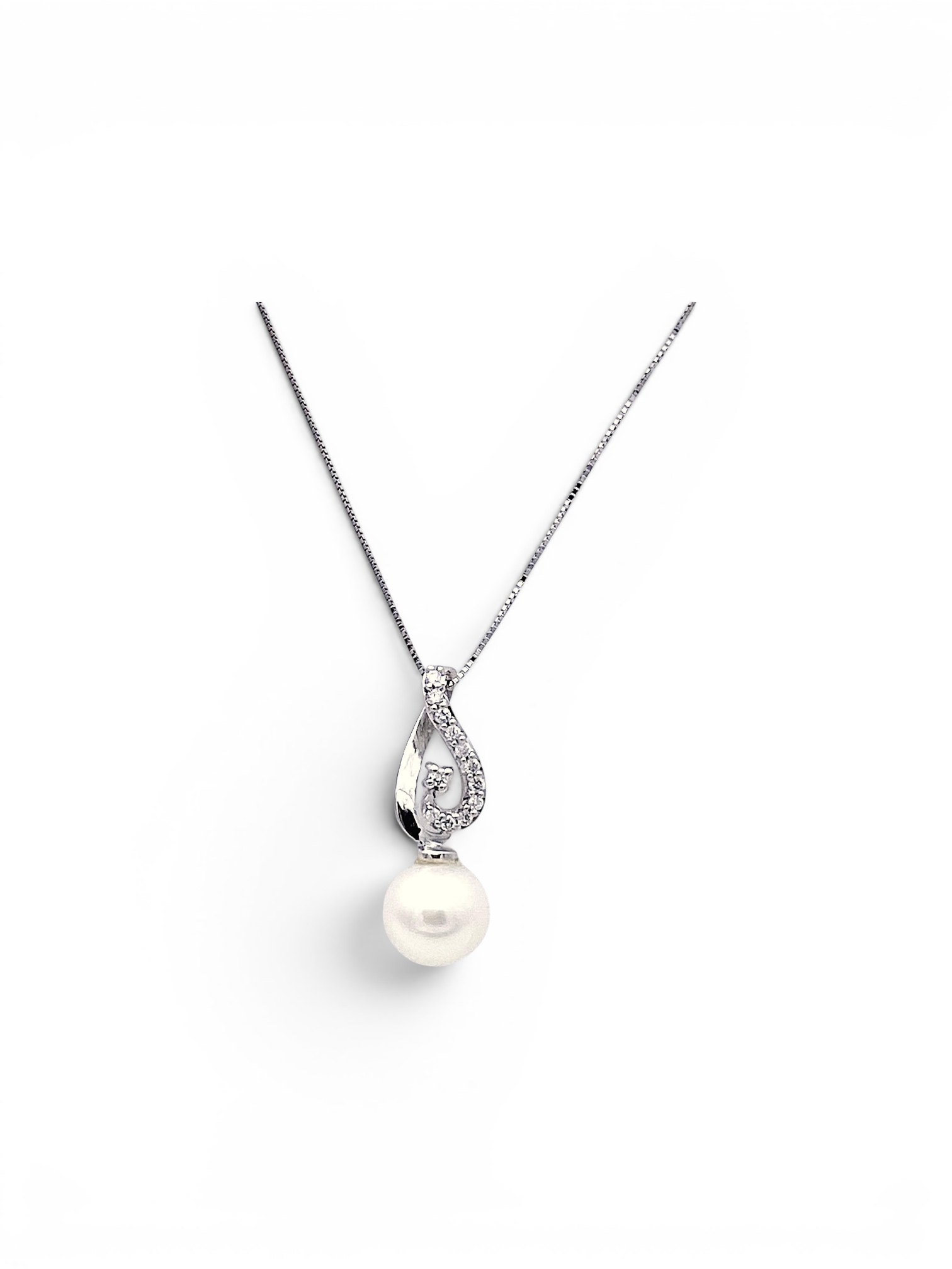 Girocollo pendente  perla  oro bianco Art.CDP54-4