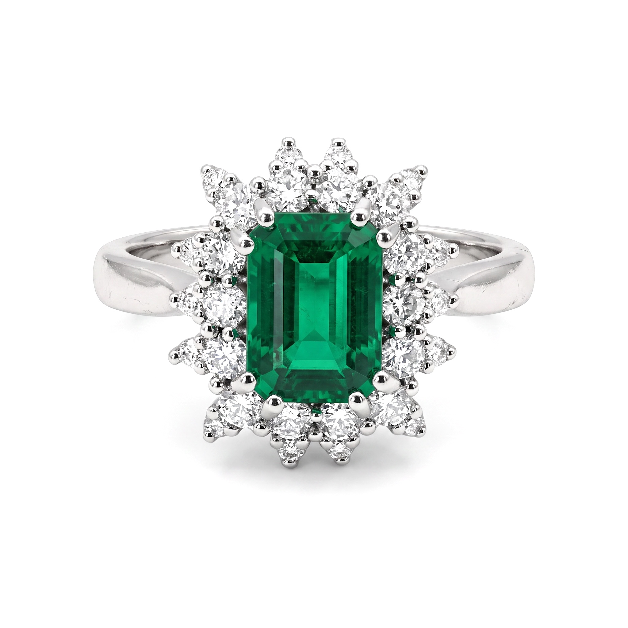 Emerald ring diamonds white gold 750 % BON TON ART.AN2798-1