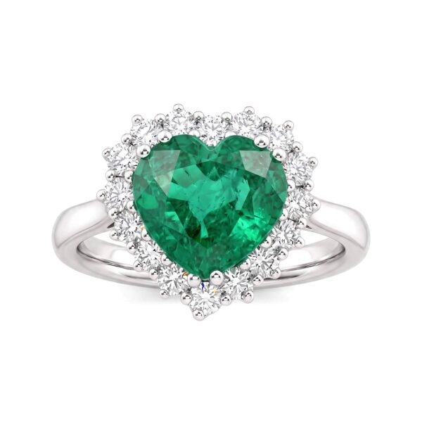 Emerald diamond and gold ring HEART art. AN2913