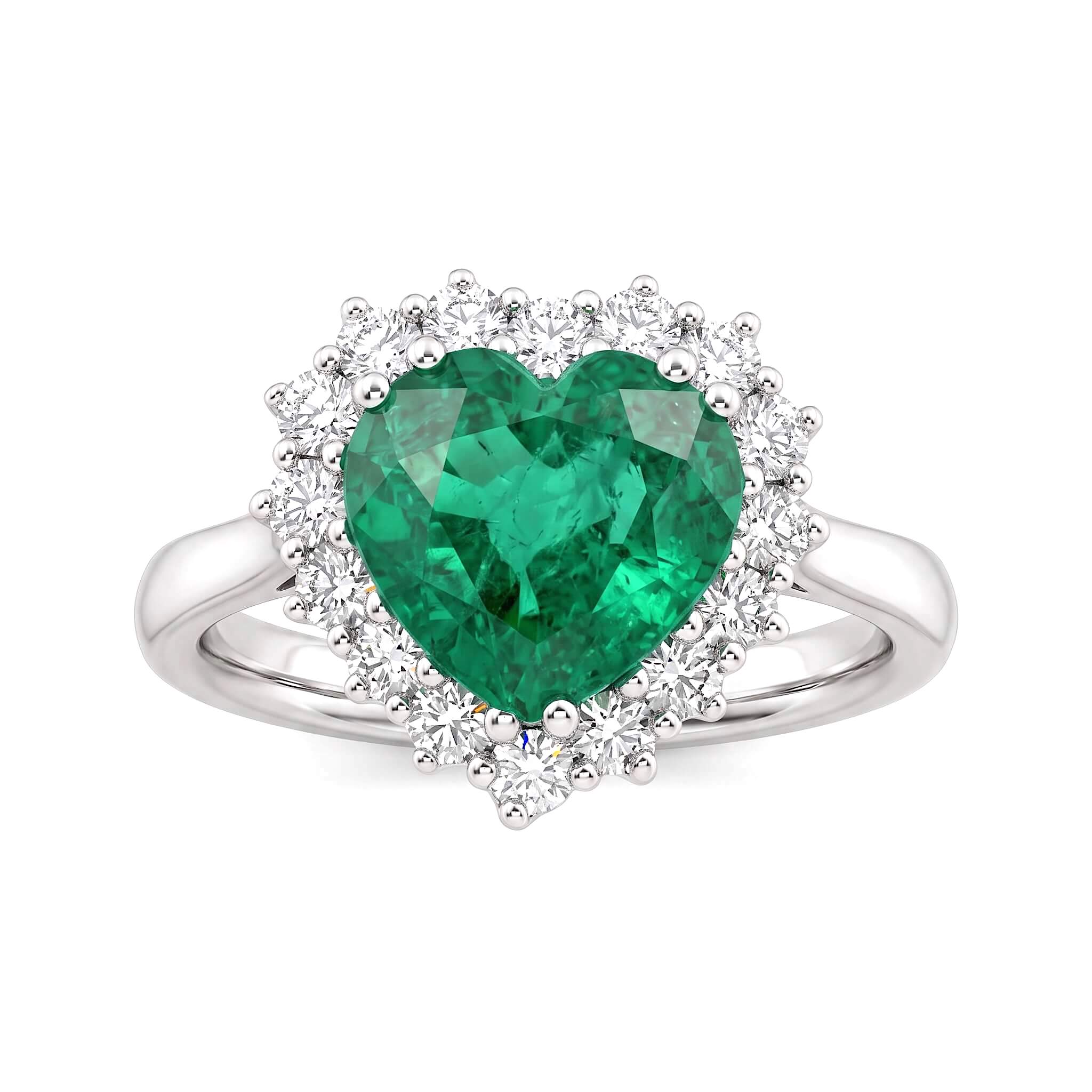 Emerald diamond and gold ring HEART art. AN2913