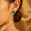 Gold and diamond emerald earrings BON TON art. OR1201