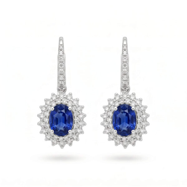 Blue Sapphire Earrings Gold and Diamonds BON TON Art. OR523