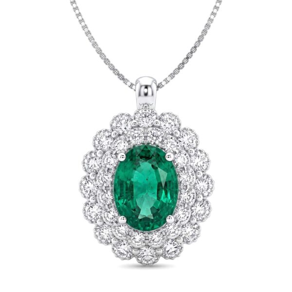 BELLE EPOQUE White Gold Diamond Emerald Pendant Art.CD888