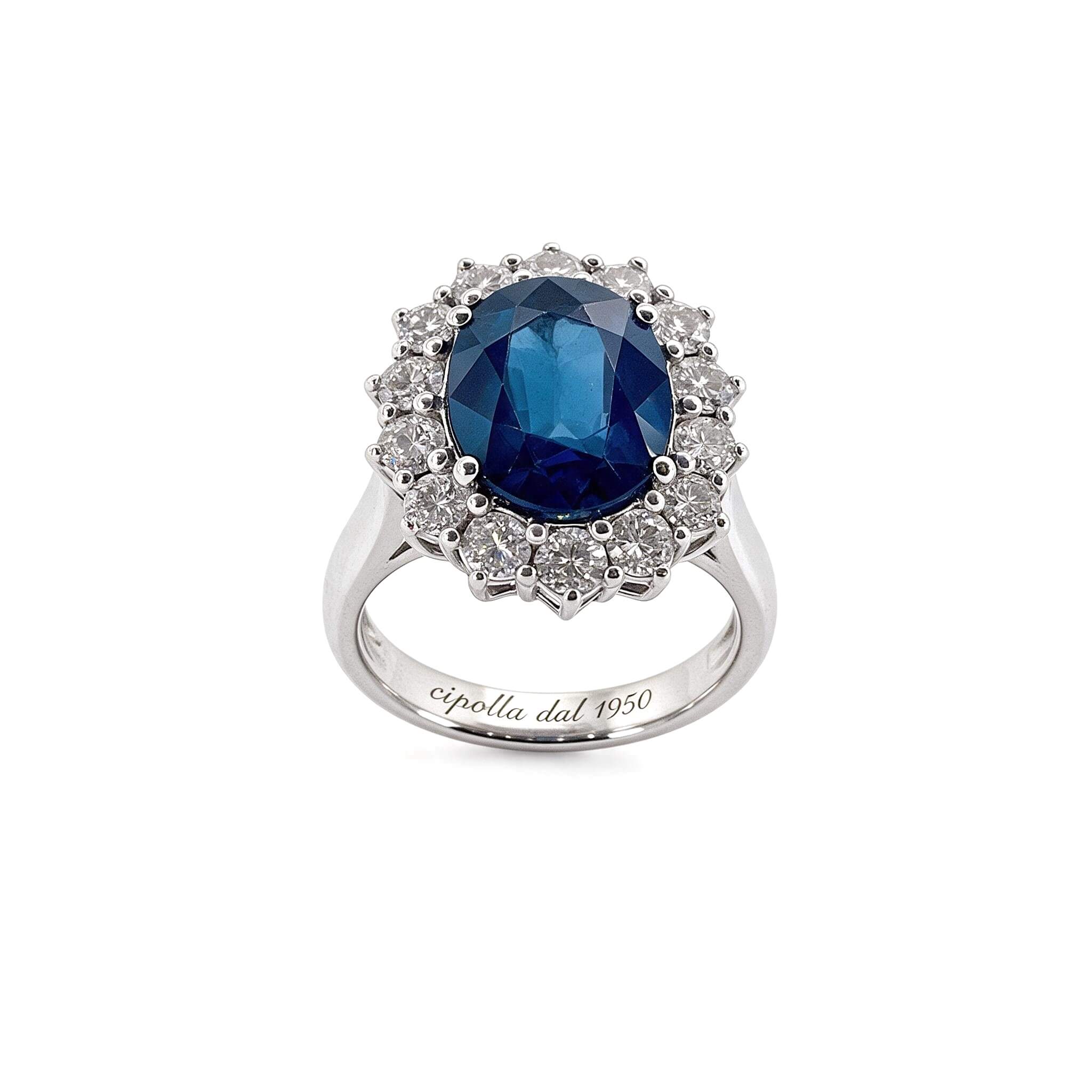 Anello Zaffiro blu diamanti e oro BON TON Art. AN2014