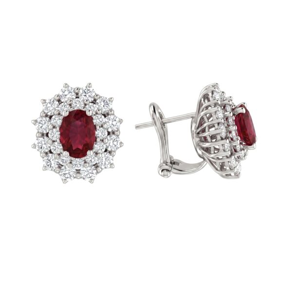 Earrings with diamonds and BON TON rubies art.OR303