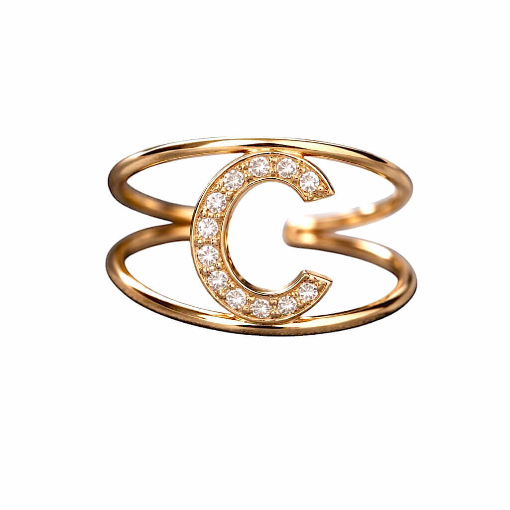 Initial ring in rose gold art. AN-C R