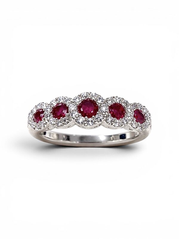 Veretta ring with diamonds and rubies code art. AN1206