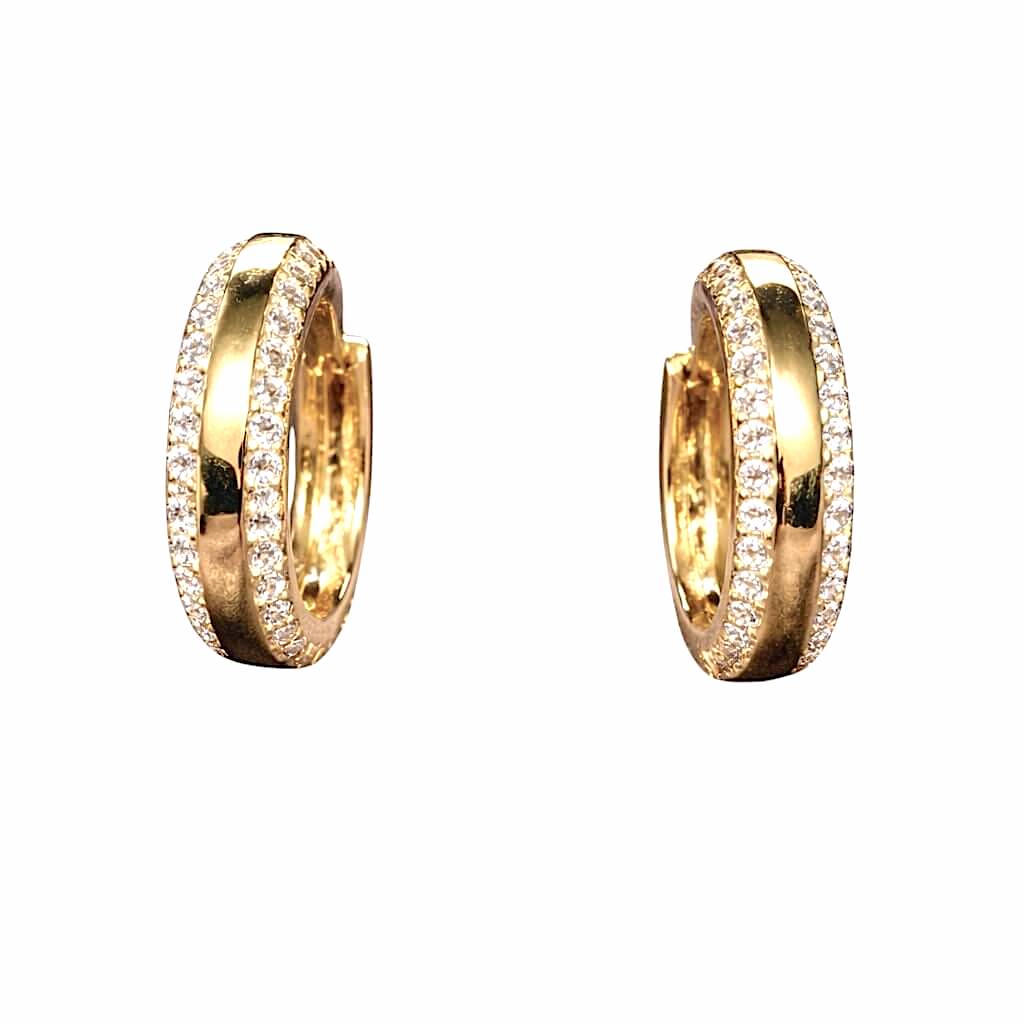 Orecchini  cerchio  in oro 18 kt e zirconi Art. OR25