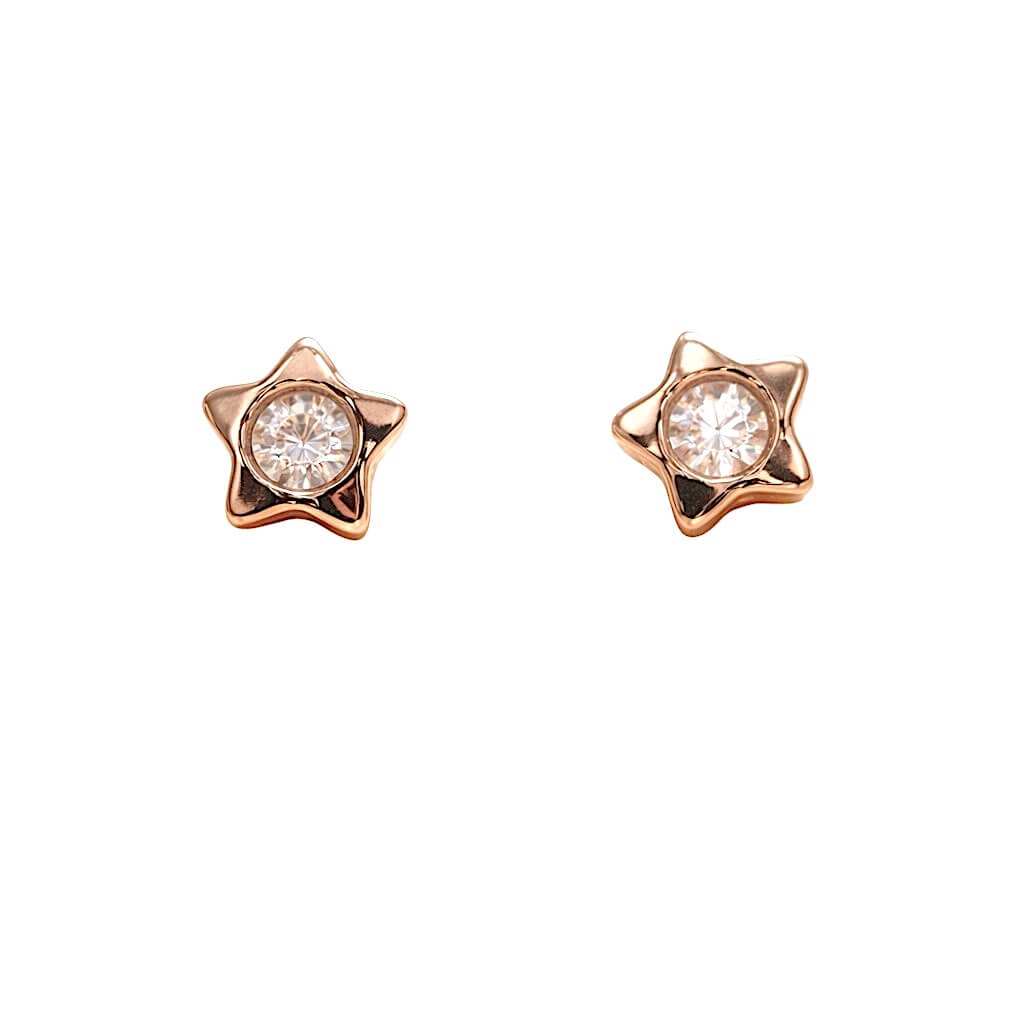 Star earrings in rose gold and diamonds Art. PDO4573F