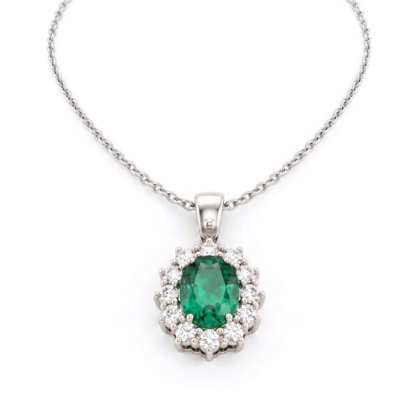 Emerald pendant in white gold and diamonds BON TON Art. CD111