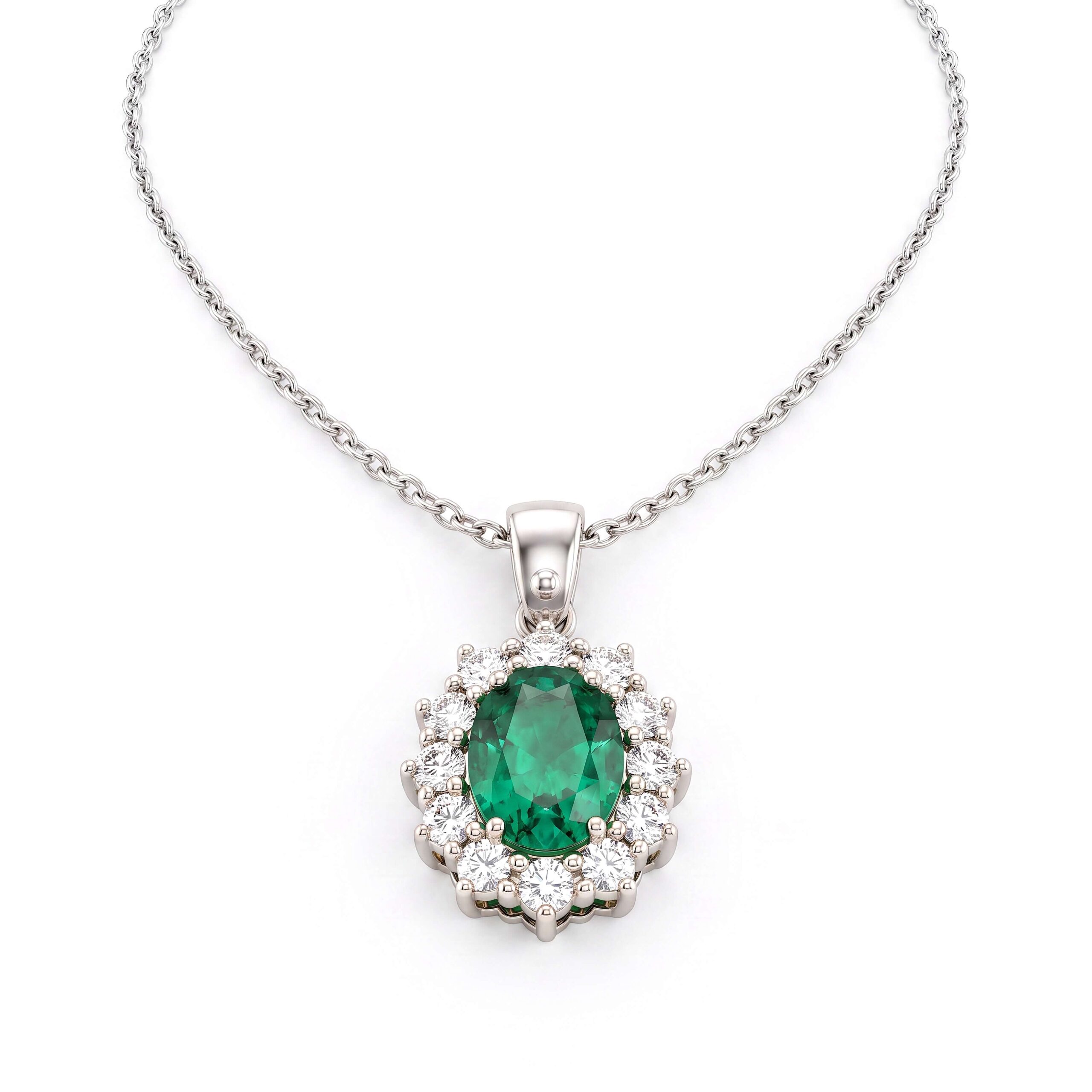 Pendente smeraldo oro bianco e diamanti BON TON ART. CD110