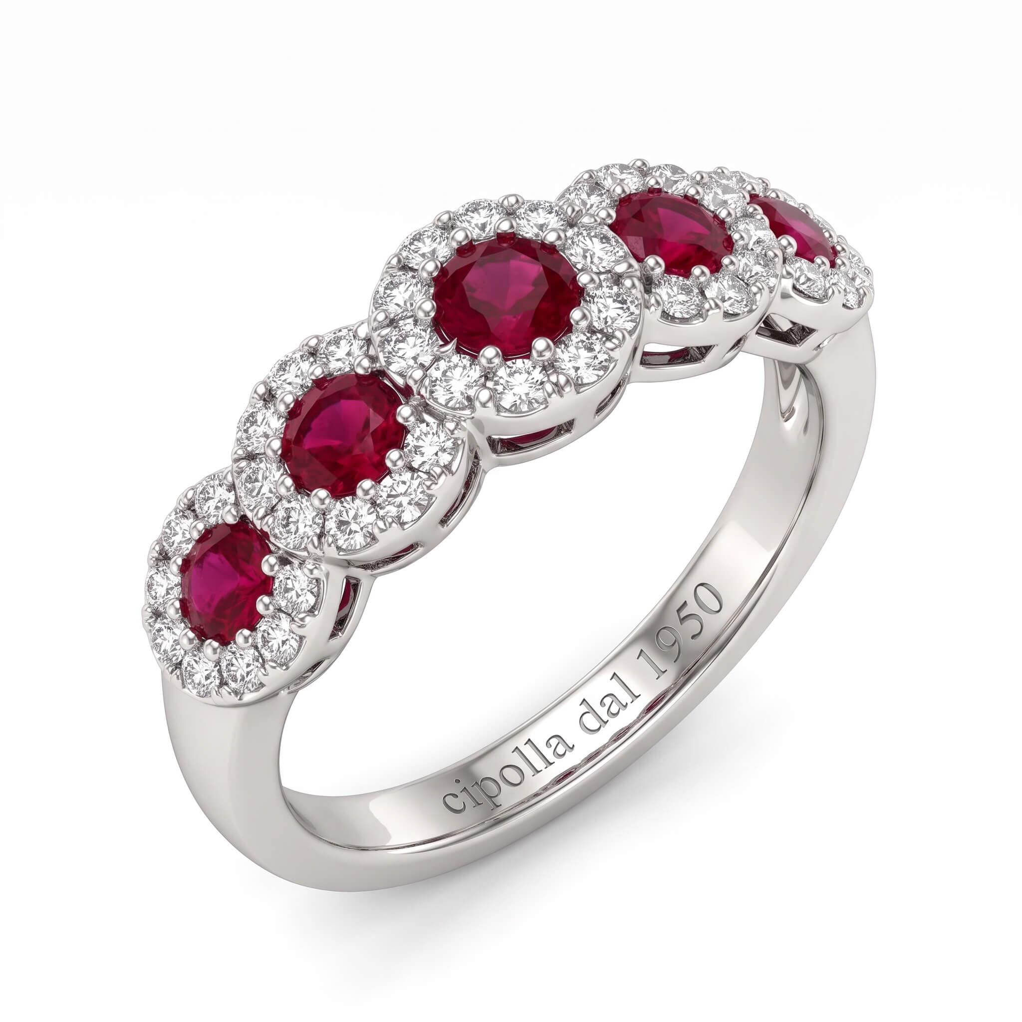Veretta ring with diamonds and rubies code art. AN1206