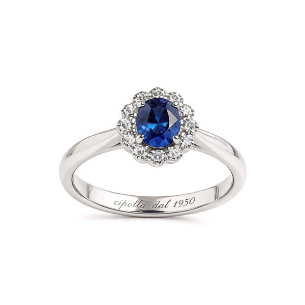anello zaffiro oro diamanti gioielli artigianali cipolla dal 1950 gioiellieri palermo 6 gioielleria palermo Anello zaffiro blu e diamanti BON TON Art. AN2665
