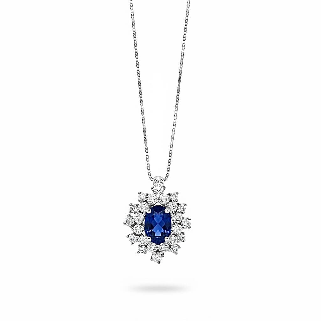 Girocollo zaffiro oro  e diamanti BON TON  Art. 7735/CZ