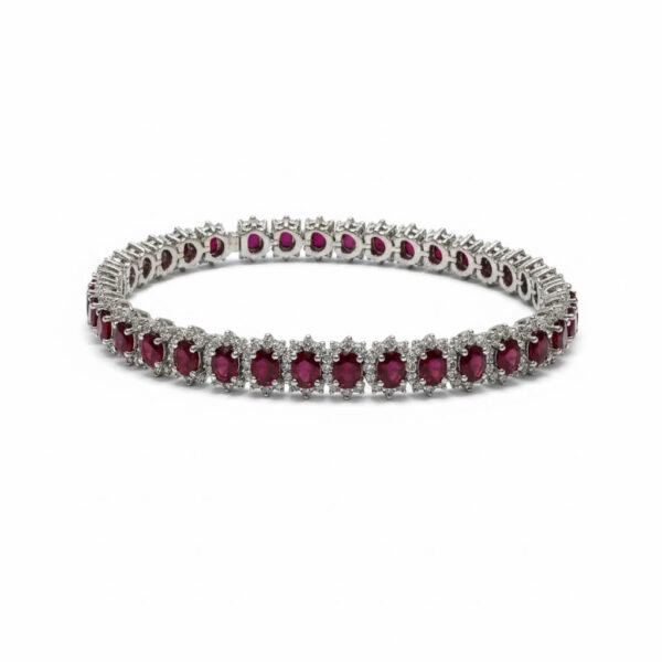 Bracciale tennis oro bianco e rubini naturali BON TON Art. 136279