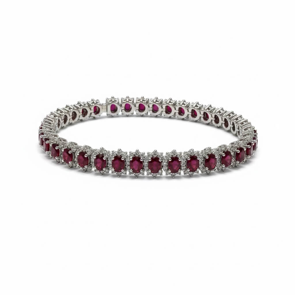 Bracciale tennis oro bianco e rubini naturali BON TON Art. 136279