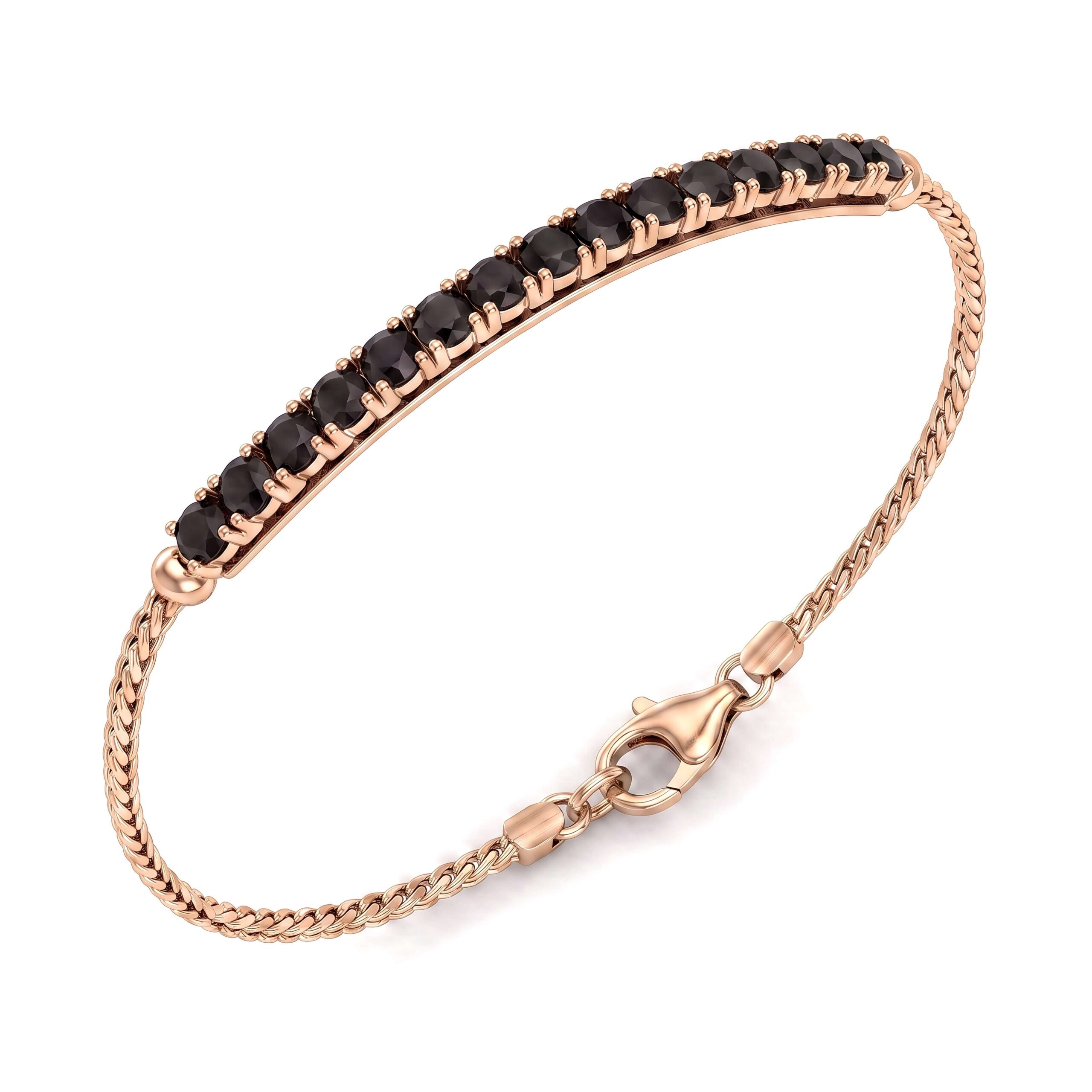 Bracciale tennis PADDLE diamanti neri e oro rosa  art.BRC10