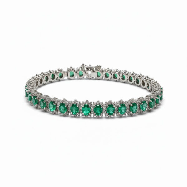 bracciale smeraldi tennis oro diamanti cipolla dal 1950 gioiellieri gioielleria palermo Bracciale tennis di smeraldi e diamanti BON TON art. 136201