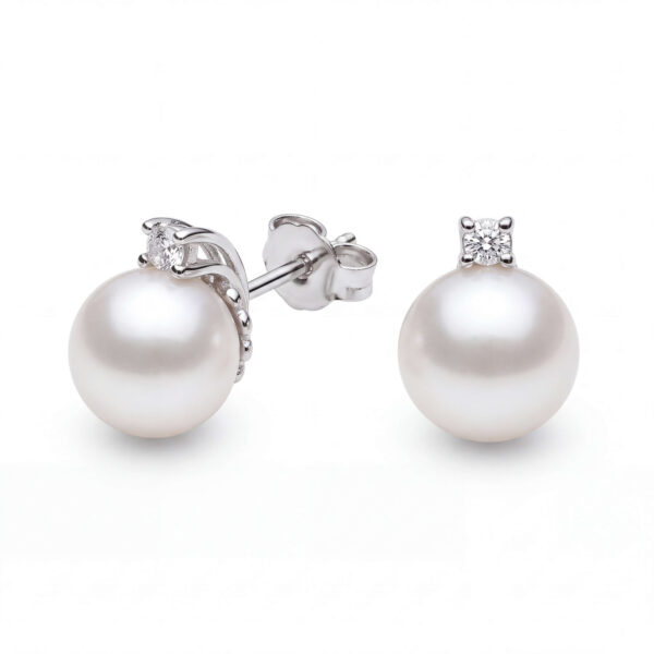 Orecchini perle  oro bianco e diamanti Art.ORPE25
